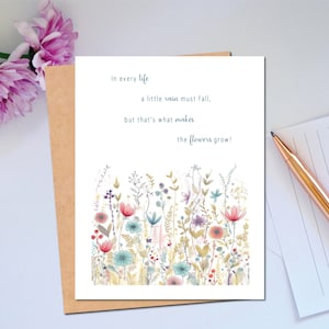 Carte d'encouragement avec des fleurs Carte de sympathie positive pour égayer la journée de quelqu'un