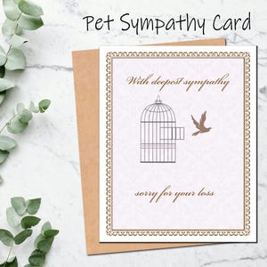 Carte de sympathie pour un oiseau Perte d'un oiseau Condoléances pour la perte d'un oiseau Deuil pour un oiseau qui s'envole de sa cage Carte commémorative Oiseau de compagnie