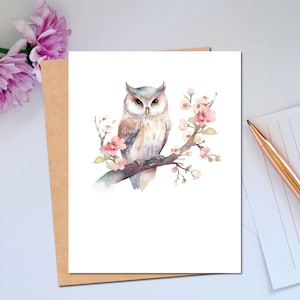 Carte hibou mignonne série Woodland Carte de correspondance pour tous les jours Carte fantaisiste de papeterie de hibou Carte de voeux de la faune