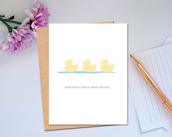 Congratulations New Baby Shower Card Baby Triplets or Third Baby Card for New Baby Parents Baby Ducks