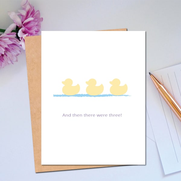 Congratulations New Baby Shower Card Baby Triplets or Third Baby Card for New Baby Parents Baby Ducks