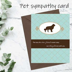Carte de sympathie pour chien, animal de compagnie, perte de condoléances pour la perte d'un chien, deuil, carte commémorative pour chien