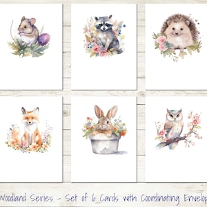 Ensemble de 6 cartes de correspondance de papeterie de la faune Cartes de la série Woodland Carte de correspondance de tous les jours Cartes pour toutes les occasions