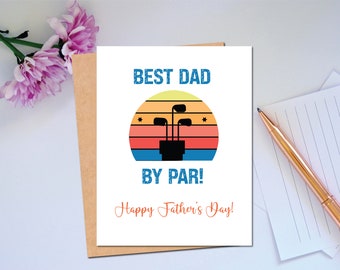 Biglietto di auguri per la festa del papà a tema golf. Festeggia il miglior papà con Par Dad Golfer Card. Biglietto divertente e umoristico per papà.