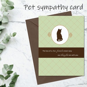 Chat Carte de sympathie pour animal de compagnie Perte de l'animal de compagnie Condoléances pour la perte d'un chat en deuil Carte commémorative pour chat pour chat compagnon fidèle véritable ami