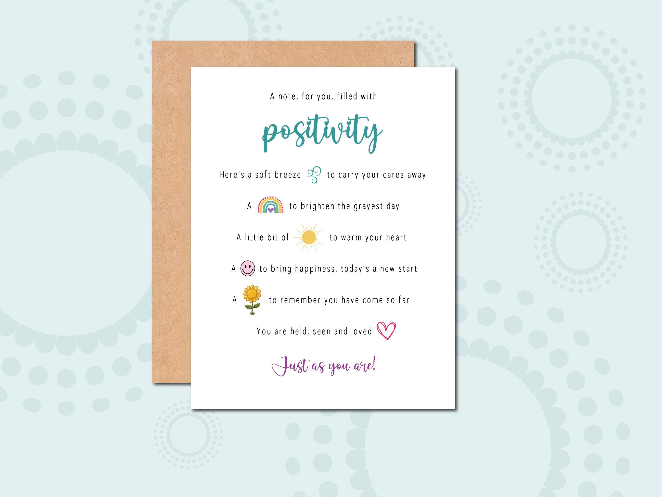Positivity Notes Easy A Card of Positivity Note for You Filled With Positive Sentiments for ...