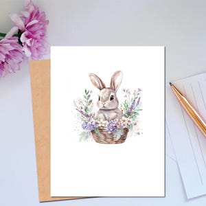 Carte petit lapin série Woodland Carte de correspondance pour tous les jours Carte fantaisiste de lapin Papeterie Option de texte personnalisée
