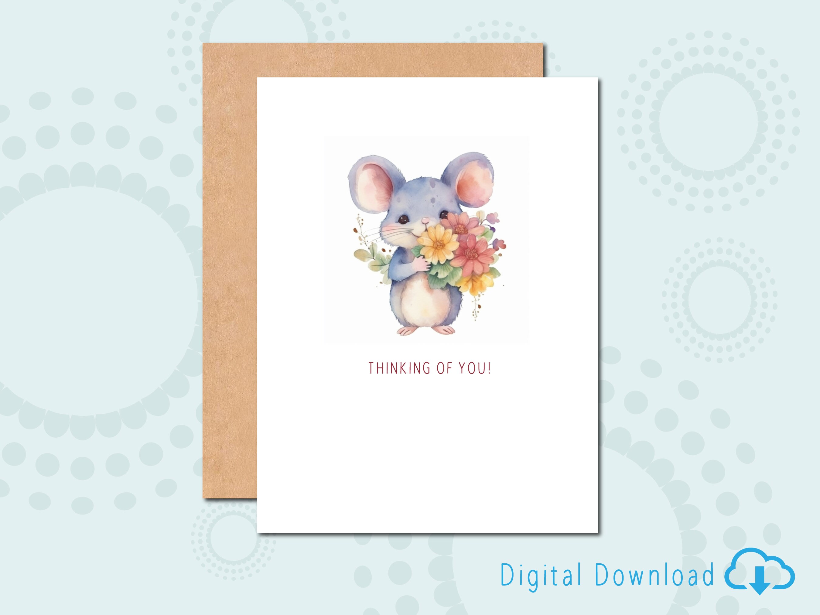Printable Thinking of You Card Digital Download Flowers Thoughtful Card ...
