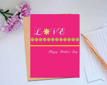 Mother's Day Card Love for Mom with Yellow Daisy to wish Mum Happy Mother's Day Best Mom Card