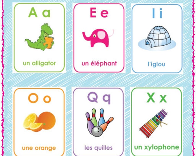 Printable French Alphabet Flash Cards AZ Etsy