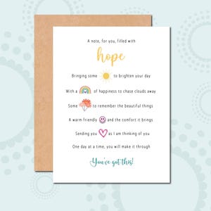 A Card of Hope Note for You Filled With Hope Card for Friend Support ...