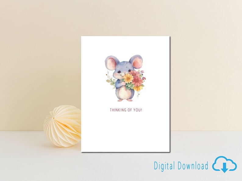 Printable Thinking of You Card Digital Download Flowers Thoughtful Card ...