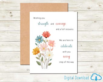 Printable Wishing You Strength and Courage Get Well Soon Card Encouragement Recovery Support Card of Resilience Power of Togetherness