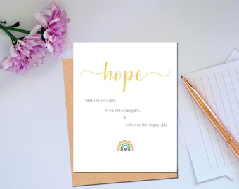 Tarjeta de esperanza positiva Tarjeta reflexiva para aliento y apoyo Tarjeta de consuelo pensando en ti