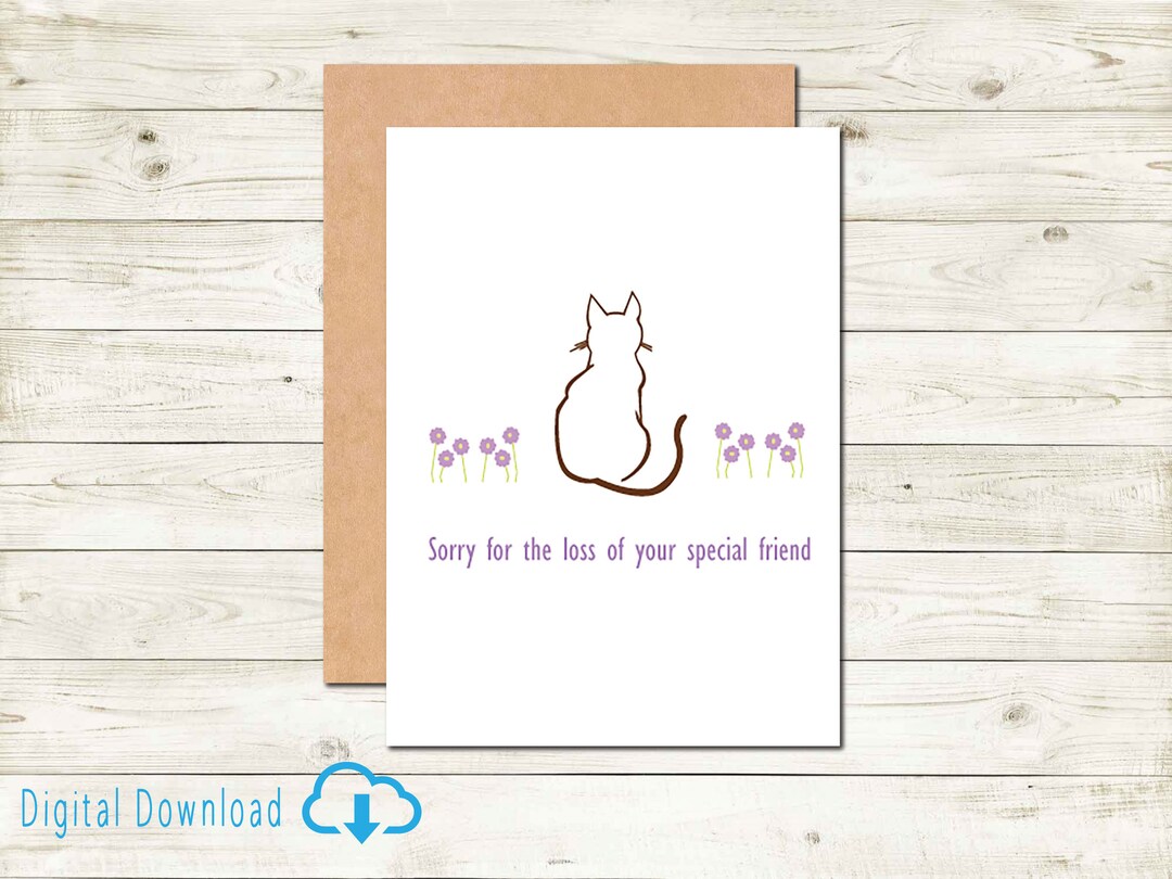 Printable Cat Sympathy Card Digital Card Cat Loss of Pet Printable