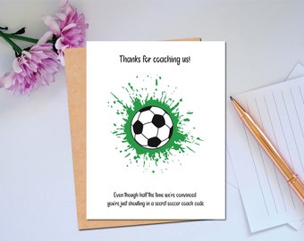 Thanks to Soccer Coach Card Thank You for Coaching the Team Soccer Thank You Card