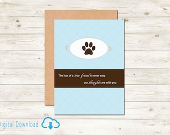 Printable Pet Sympathy Card Digital Download Card Dog Paw Print Pet Sympathy Card Loss of Pet Printable Card Furry Friend Dog Bereavement