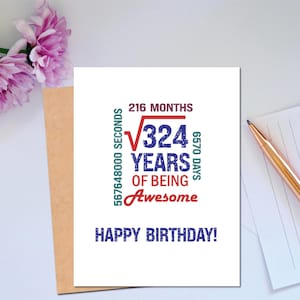 Happy 18th Birthday Card Fun with Math to Celebrate their 18th Birthday