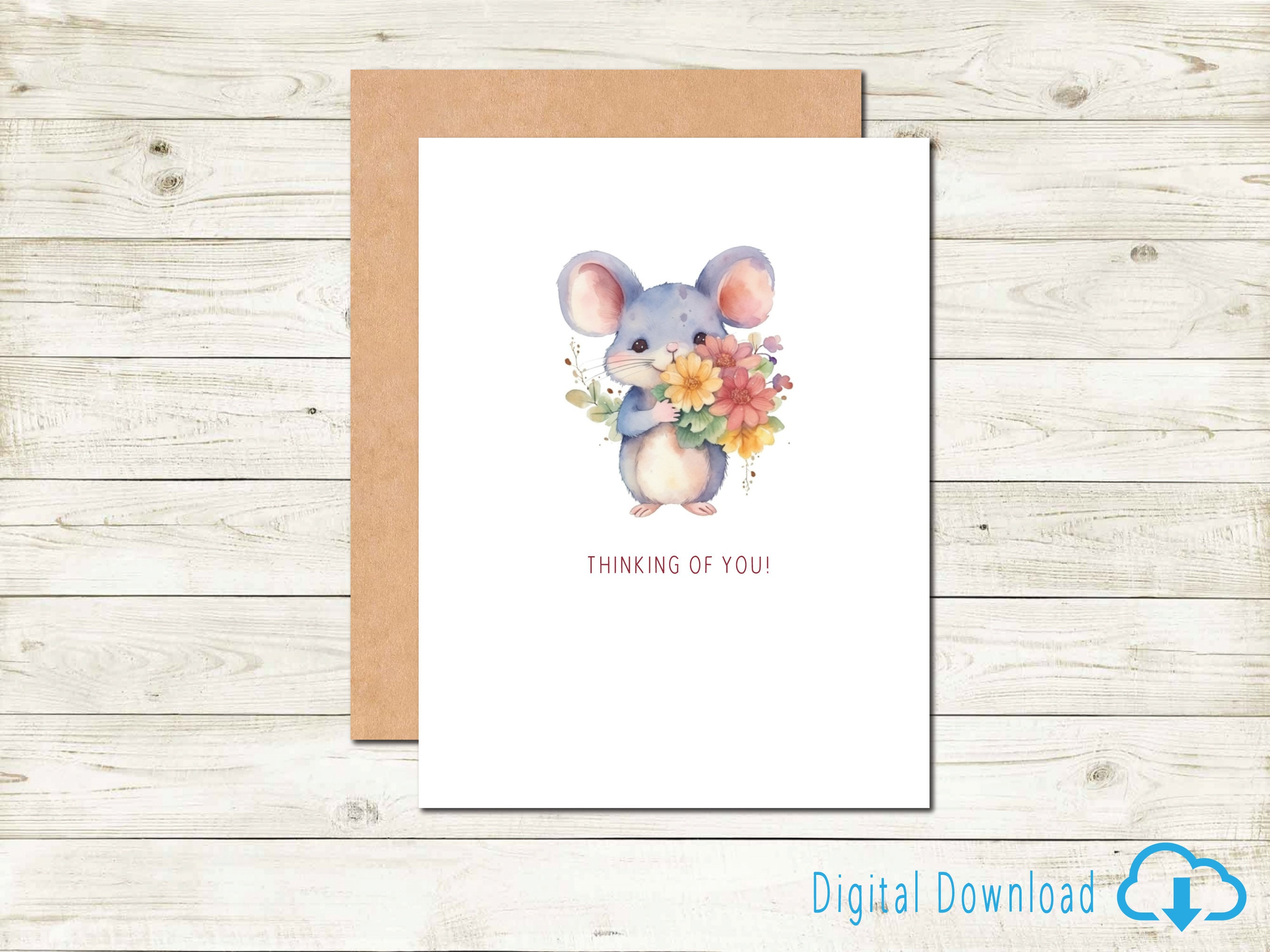Printable Thinking of You Card Digital Download Flowers Thoughtful Card ...