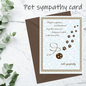 Carte de sympathie pour chien, animal de compagnie, perte de condoléances pour la perte d'un chien, deuil, carte commémorative pour chien fidèle compagnon