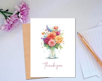 Blumenstrauß Danke-Karte für Lehrer oder Freunde Danke-Karte für Wertschätzung Florale Danke-Karte
