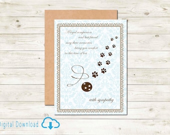 Printable Dog Sympathy Card Digital Card Dog Loss of Pet Printable Furry Friend Card Dog Memorial Card