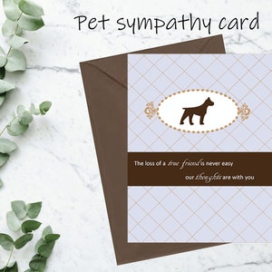 Tarjeta de condolencias por pérdida de perro, Boxer, pérdida de mascota, condolencias por pérdida de perro, duelo por perro, tarjeta conmemorativa para perro, compañero leal