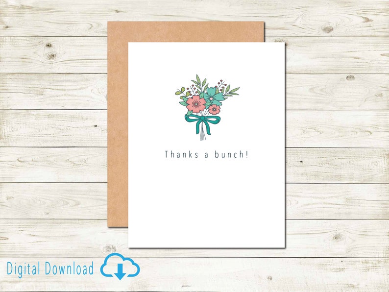 Printable Thank-you Card Flowers Digital Download Thank You Card ...