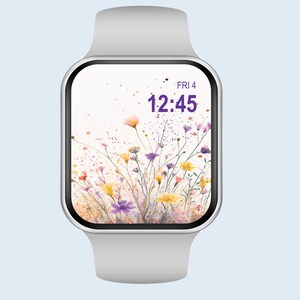Papel de parede Apple Watch com flores silvestres, design floral de primavera, fundo floral para relógio, download digital