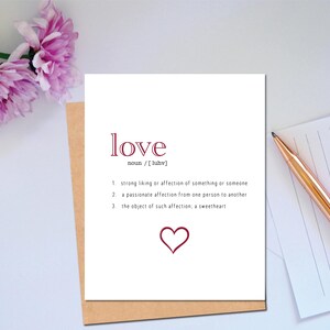 Liebes-Definition Karte für Hochzeit Herz Karte für Valentinstag Karte Für Sie Karte für Ihn Liebeskarte