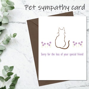 Carte de sympathie pour la perte d'un chat Carte commémorative pour la perte d'un chat, Perte d'un animal de compagnie