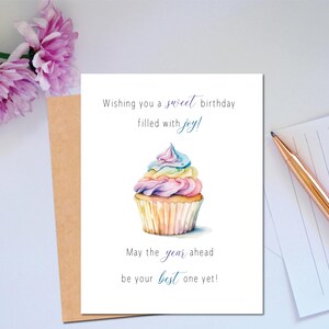Happy Birthday Cupcake Birthday Card for Friend to Send Birthday Wishes Treat with this Birthday Greeting Card