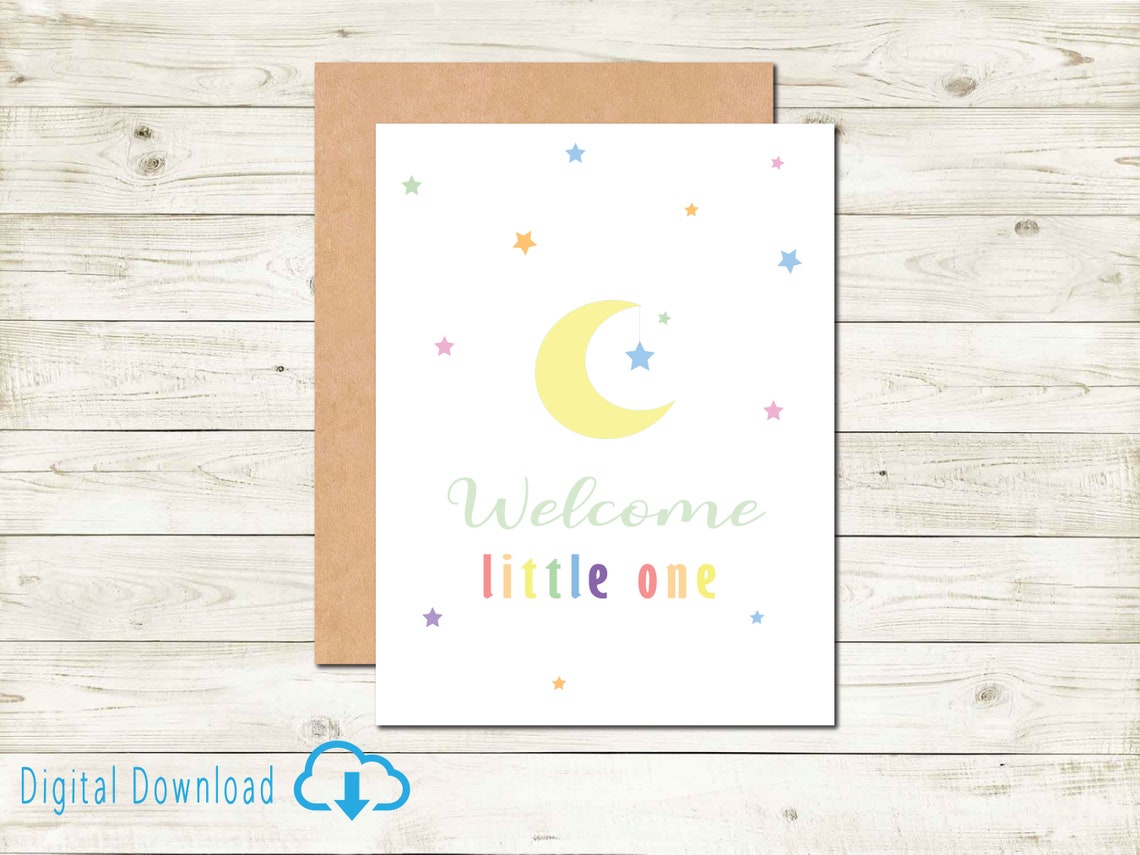 Printable Welcome Baby Card New Baby Congratulations Card for Newborn ...