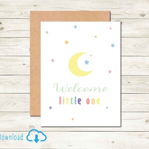 Geburtskarte Geburtsjahr Baby Geburtskarte Glückwunschkarte Glückwunschkarte für Neugeborene Babys Welcome Home Baby Mond & Sterne Neue Eltern