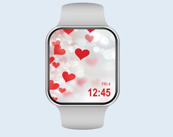 Heart Pattern Apple Watch Wallpaper Valentine's Design Watch Face Heart Aesthetics for Her Watch Design Digital Download Smart Watch