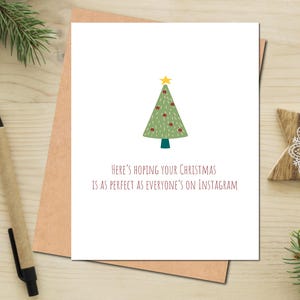 Cartão de Árvore de Natal Perfeito Cartão de Boas Festas Perfeito como um Cartão de Natal do Instagram Cartão de Natal Engraçado Tirando sarro do Cartão do Instagram