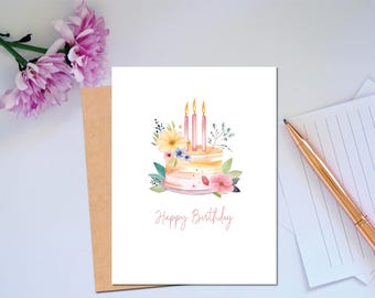 Tarjeta de feliz cumpleaños con pastel para que un amigo envíe sus mejores deseos de cumpleaños. Regálese esta tarjeta de felicitación de cumpleaños.