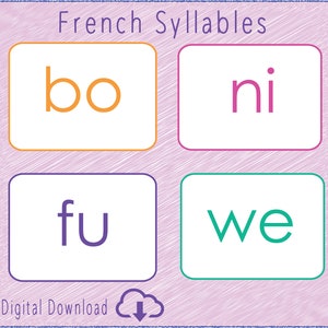 Tarjetas flash de sílabas francesas Sílabas francesas comunes Descarga digital imprimible para aprender francés