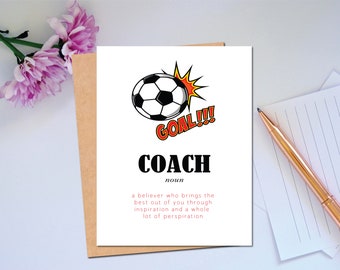 Thanks to a Great Soccer Coach Card Thank You for Coaching the Team Soccer Thank You Card Soccer Goal Coach Defined