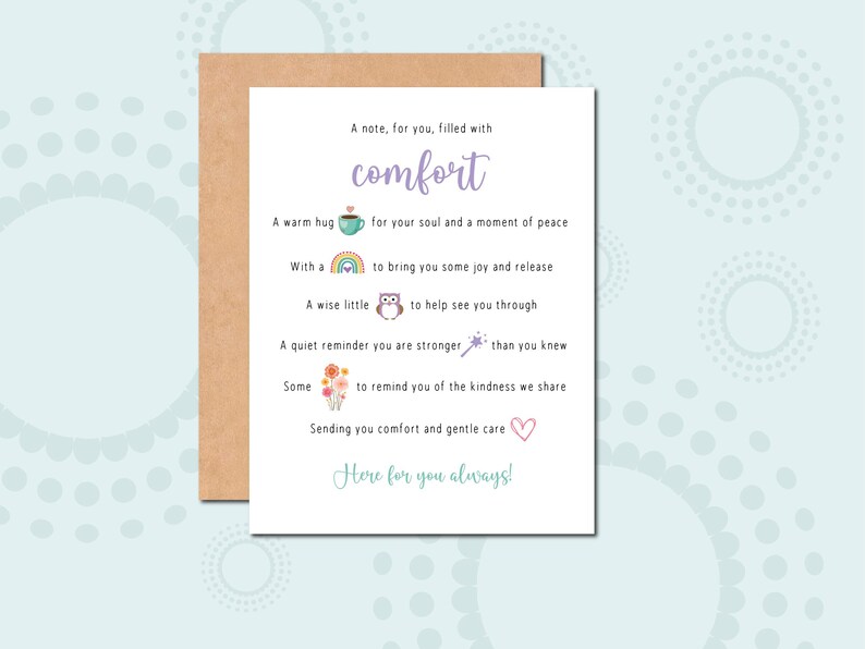 A Card of Comfort Note for Friend Filled With Kindness and Positivity ...