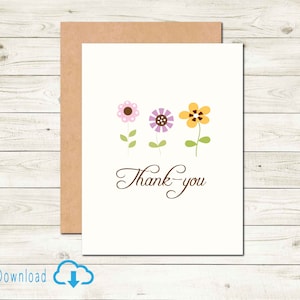 Druckbare Dankeskarte mit Frühlingsblumen, Digital Download Karte Dankeschön-Notiz für spezielle Freunde Lehrer Karte um Danke zu sagen