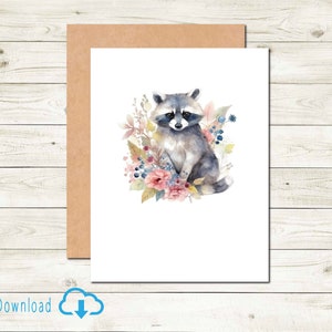 Carte de correspondance Woodland Series Raton laveur pour toutes les occasions Papeterie Carte de tous les jours Animaux sauvages Carte de la faune