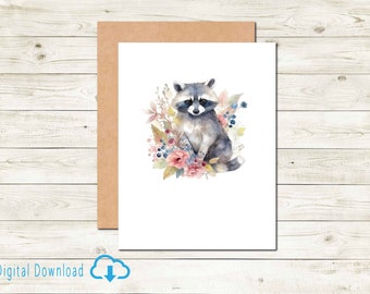 Woodland Series Raccoon Note Card For Any Occasion Stationery Wildlife Animal Everyday Card Wildlife Card