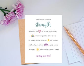 A Card of Strength Note For You, Filled with Strength and Resilience for Friend Support and Encouragement Card