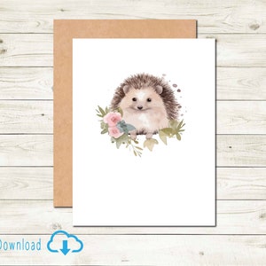 Carte de correspondance hérisson de la série Woodland pour toutes les occasions Papeterie Carte de visite animal sauvage de tous les jours Carte de correspondance animal mignon Carte de correspondance imprimable