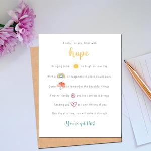 Une carte d'espoir pour vous, une carte remplie d'espoir pour le soutien et l'encouragement d'un ami