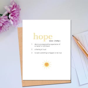 Hope Card Definition Positive Thoughtful Card for Encouragement During Tough Times Resilience Brighter Future