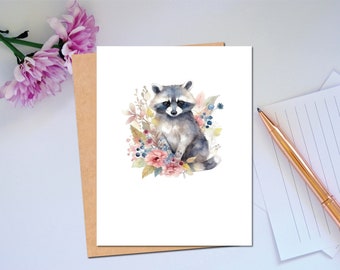 Woodland Series Cute Raccoon Card Everyday Note Card For Any Occasion Whimsical Card of Raccoon Stationery Blank Card Wildlife Card