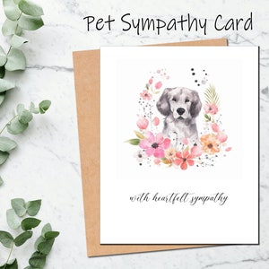 Carte de sympathie pour chien, animal de compagnie, perte de condoléances pour la perte d'un chien, deuil, carte commémorative pour chien fidèle compagnon