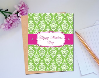 Mother's Day Card for Your Wonderful Mom with Fancy Damask Pattern to wish Mum Happy Mother's Day Best Mom Card